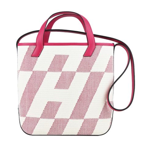 HERMES Cabas en Biais, 40cm Canvas H Logo Tote