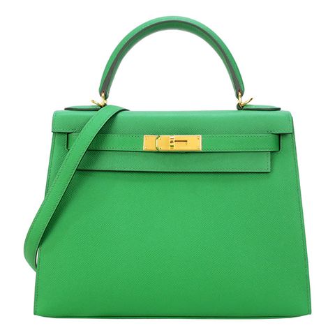 HERMES Kelly 28CM Epsom 牛皮 手提/肩背凱莉包(D刻/1L 仙人掌綠/金釦)