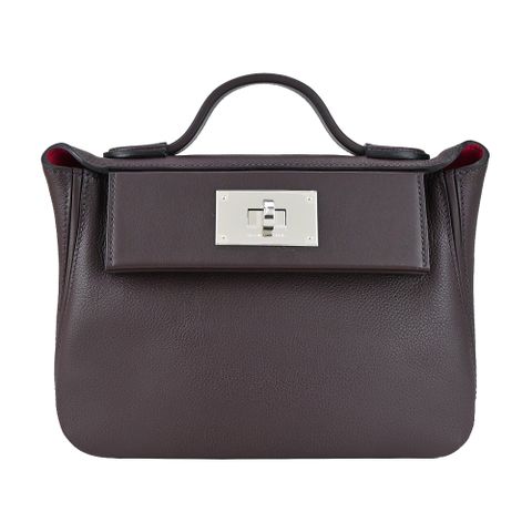 Hermes 愛馬仕 24/24 21CM Evercolor&Swift 牛皮手提/斜背包(Z刻/OG紅棕/銀釦)