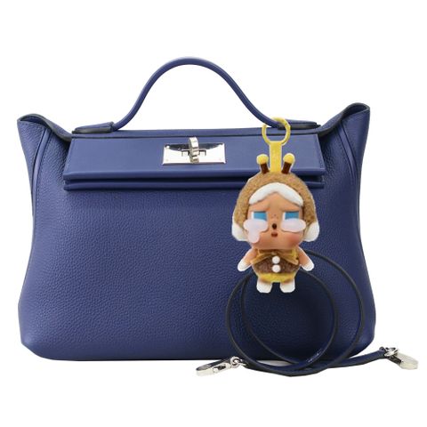 HERMES 24/24 29CM Togo 牛皮手提/肩背包(D刻/午夜藍/銀釦)