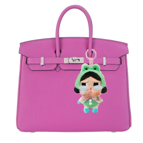HERMES 愛馬仕 BIRKIN 25CM Togo 牛皮柏金包(C刻/玟瑰紫/銀釦)