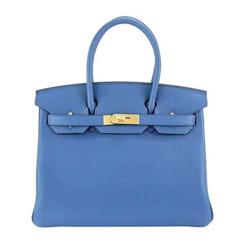 HERMES 愛馬仕 BIRKIN 30CM T/C 牛皮柏金包(X刻/深藍瑪瑙/金釦)