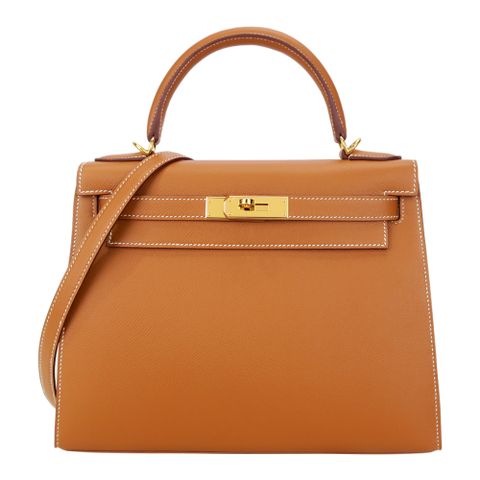 Hermes 愛馬仕Kelly 28cm Epsom牛皮手提/肩背凱莉包(37金棕/U刻/金釦)