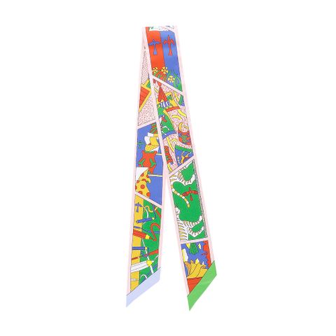 Hermes 愛馬仕 Herm?s Factory Suite 絲巾工坊Twilly絲巾(淡粉/藍)