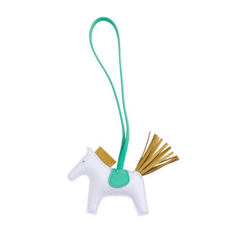 Hermes 愛馬仕  Rodeo小羊皮撞色手工馬兒吊飾(小/水藍/棕)