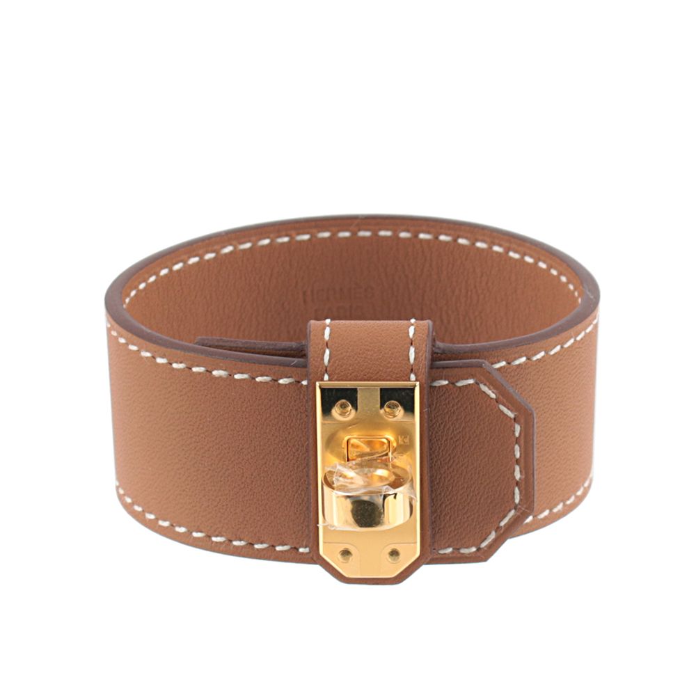 HERMES 愛馬仕  T1 金釦 Swift皮 Kelly Twist手環(金棕色) H011078CC37 T1