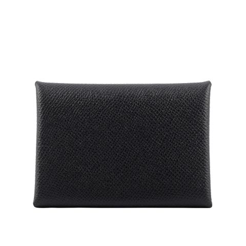 HERMES Calvi Duo Epsom皮釦式卡片夾/零錢包(黑色) H083035CK89