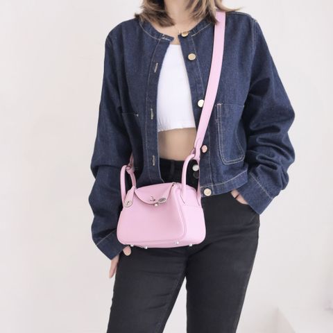 HERMES Mini Lindy Bag 銀釦兩用包.錦葵紫 18cm