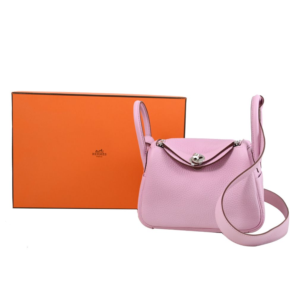 HERMES 愛馬仕 Mini Lindy Bag 銀釦兩用包.錦葵紫 18cm