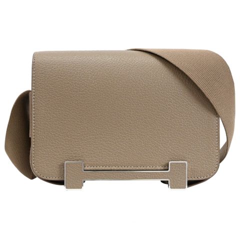 HERMES Geta Bag Mysore山羊皮翻蓋肩/斜背包.大象灰