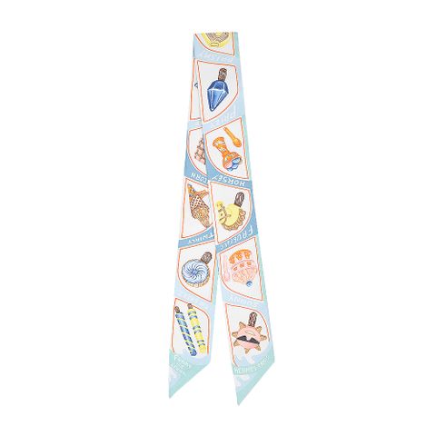 Hermes 愛馬仕 Funny Ice Cream Twilly絲巾(水青/橘/黃)