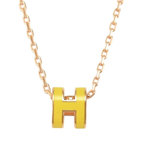 HERMES MINI POPH 經典橢圓H造型項鍊.玫瑰金/黃