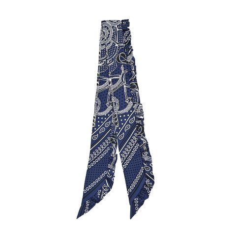 Hermes 愛馬仕 Eperon d'Or Bandana 荷葉飾邊Twilly絲巾(深海軍藍/黑/白)