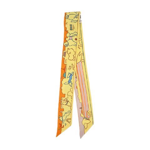 Hermes 愛馬仕 Les Chiens Parisiens Twilly絲巾(黃/橘/綠)