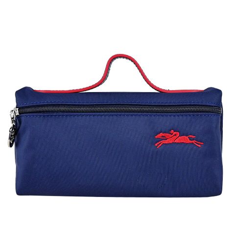 Longchamp LE PLIAGE CLUB系列刺繡尼龍手提化妝包(海軍藍)