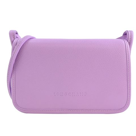 LONGCHAMP LE FOULONN?系列牛皮翻蓋夾式斜背包(丁香紫)