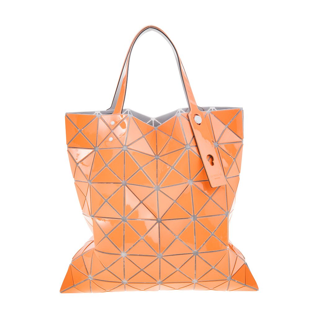 Issey Miyake 三宅一生   BAOBAO 新色亮面三角格灰底6x6手提包 (ORANGE)