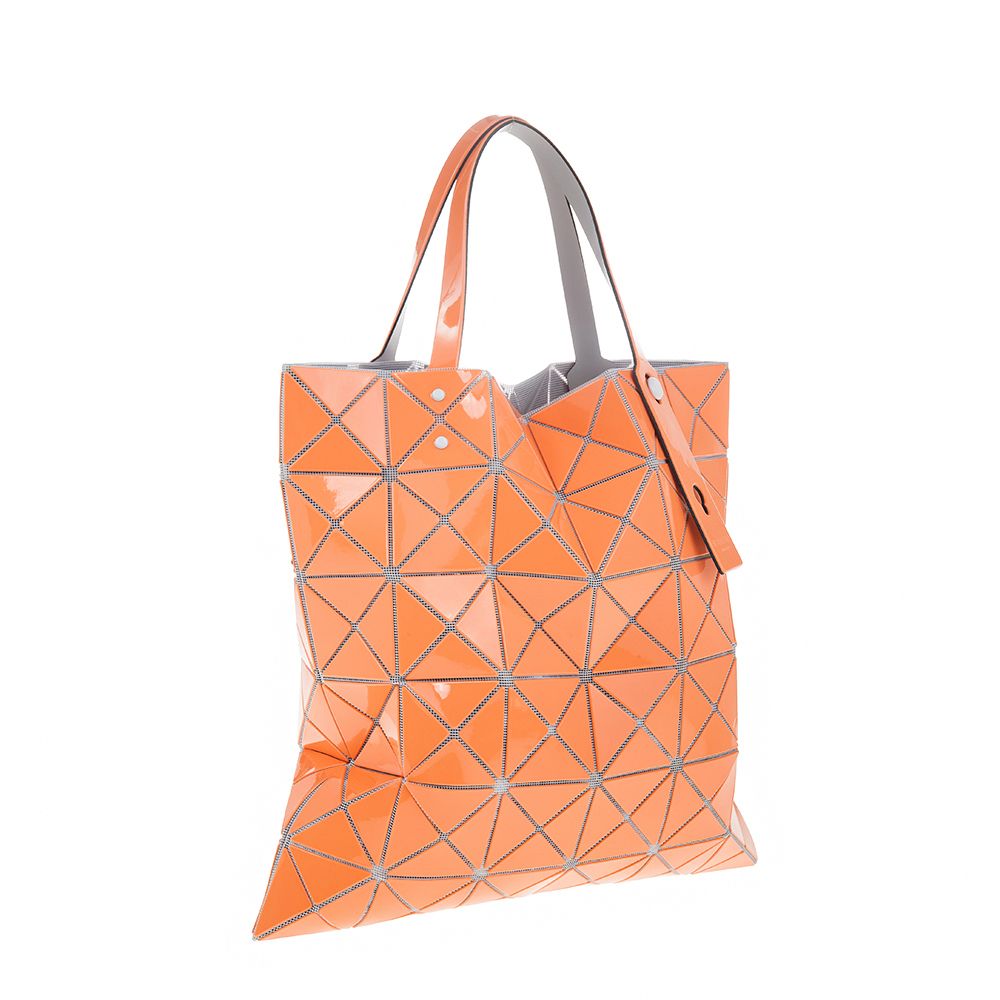 Issey Miyake 三宅一生   BAOBAO 新色亮面三角格灰底6x6手提包 (ORANGE)