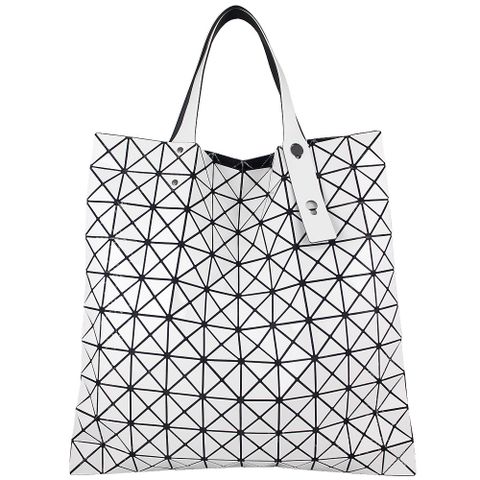 ISSEY MIYAKE 三宅一生 BAOBAO 白色亮面方格10x10側肩/手提包
