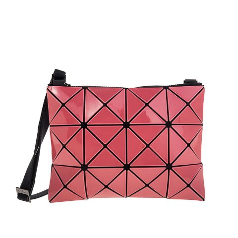 Issey Miyake 三宅一生 BAOBAO 亮面雙色米色三角格3x4小型斜背包 (PINKxLIGHT PINK)