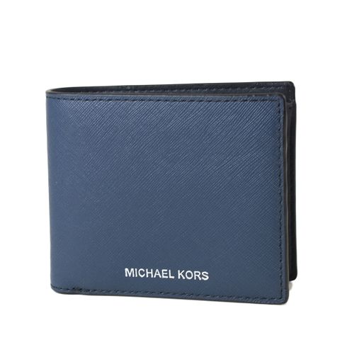 Michael Kors 男款 燙印LOGO防刮零錢袋短夾-藍色