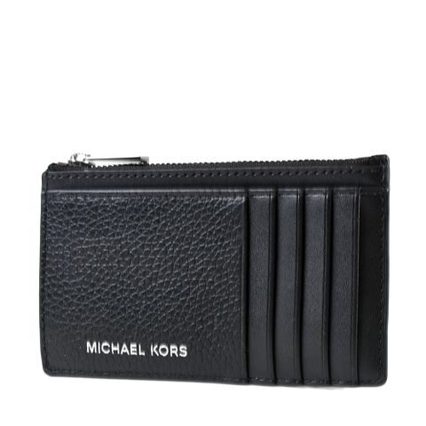 Michael Kors 男款 荔枝紋證件/拉鍊零錢包-黑色