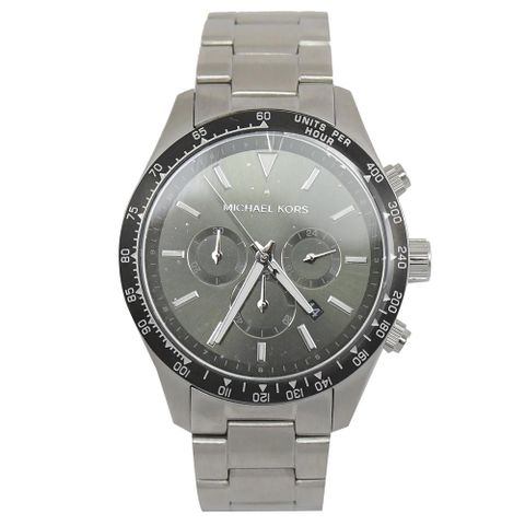 MICHAEL KORS MK8912 三眼大錶框腕錶.銀/墨綠 45mm