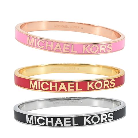 Michael Kors BRASS 寬版LOGO扣式手環禮盒(多色選)