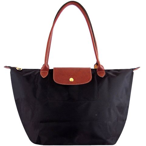 LONGCHAMP LE PLIAGE 黑再生尼龍布折疊大長把水餃包