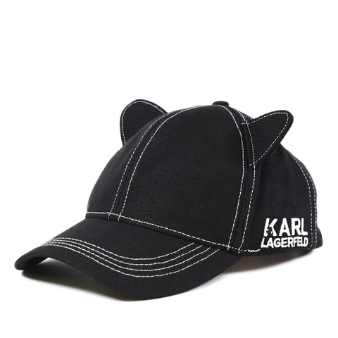 KARL LAGERFELD 貓咪耳朵棒球帽-黑色