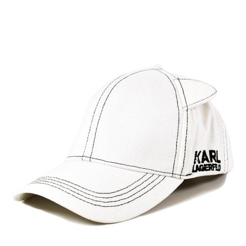 KARL LAGERFELD 貓咪耳朵棒球帽-白色