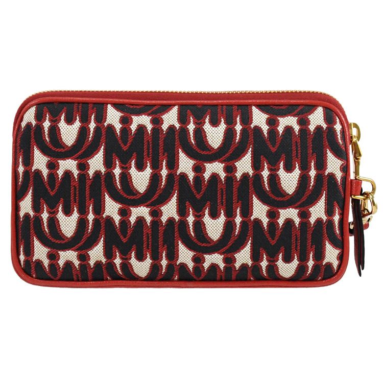 Miu Miu  5DF008 刺繡LOGO水鑽飾造型手拿包/中夾.紅