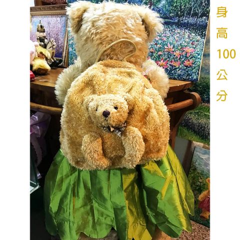 【TEDDY工坊】TEDDY泰迪熊高級時尚可愛黃金亮毛泰迪熊大後背包，大容量泰迪熊造型大後背包精品包精緻泰迪熊大後背包。