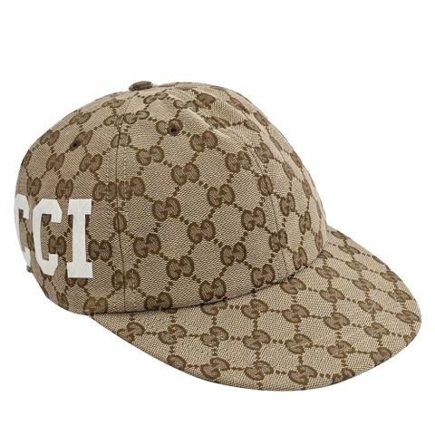 GUCCI 古馳 經典緹花LOGO鬆緊款棒球帽.駝/棕