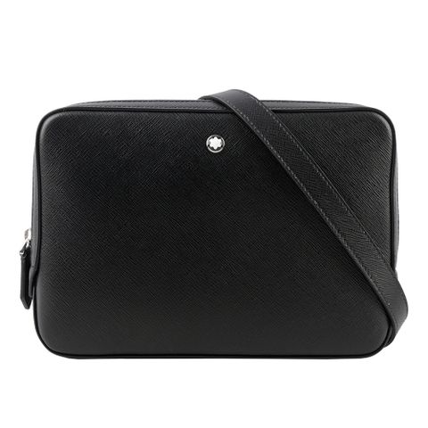MONTBLANC Sartorial 匠心系列防刮牛皮迷你拉鍊郵差包(黑色) 130308