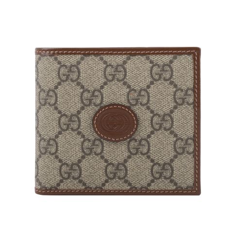 GUCCI Interlocking G Logo 對開零錢袋短夾(棕色) 673000 92TCG 8563