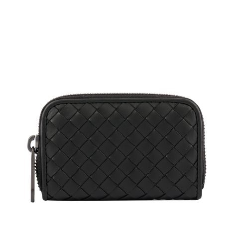 BOTTEGA VENETA 寶緹嘉 經典編織拉鏈卡片/零錢包(黑色) 473010 V4651 1000