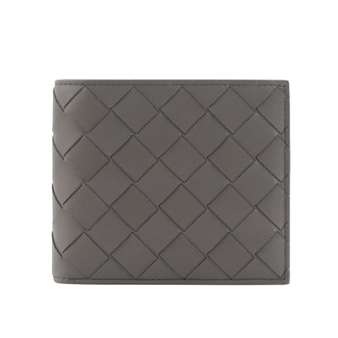 BOTTEGA VENETA 新款小牛皮編織對開8卡短夾(水泥灰) 605721 VCPQ4 1445