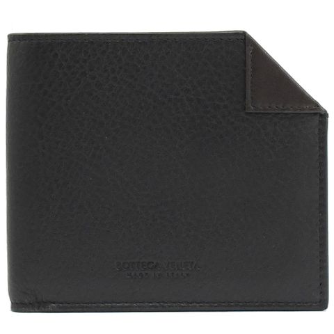 BOTTEGA VENETA 649540 折角造型牛皮6卡短夾.黑/深咖