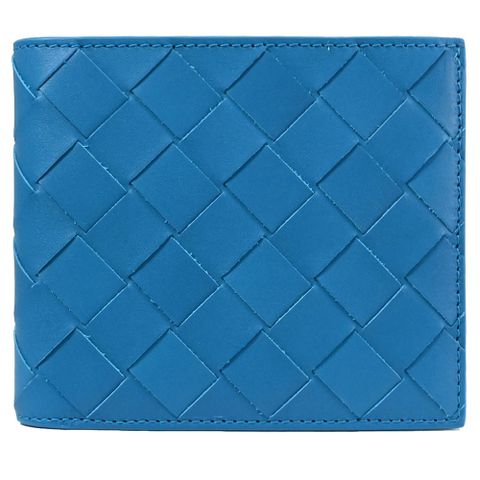 BOTTEGA VENETA 605721 大格編織對開八卡短夾.青藍