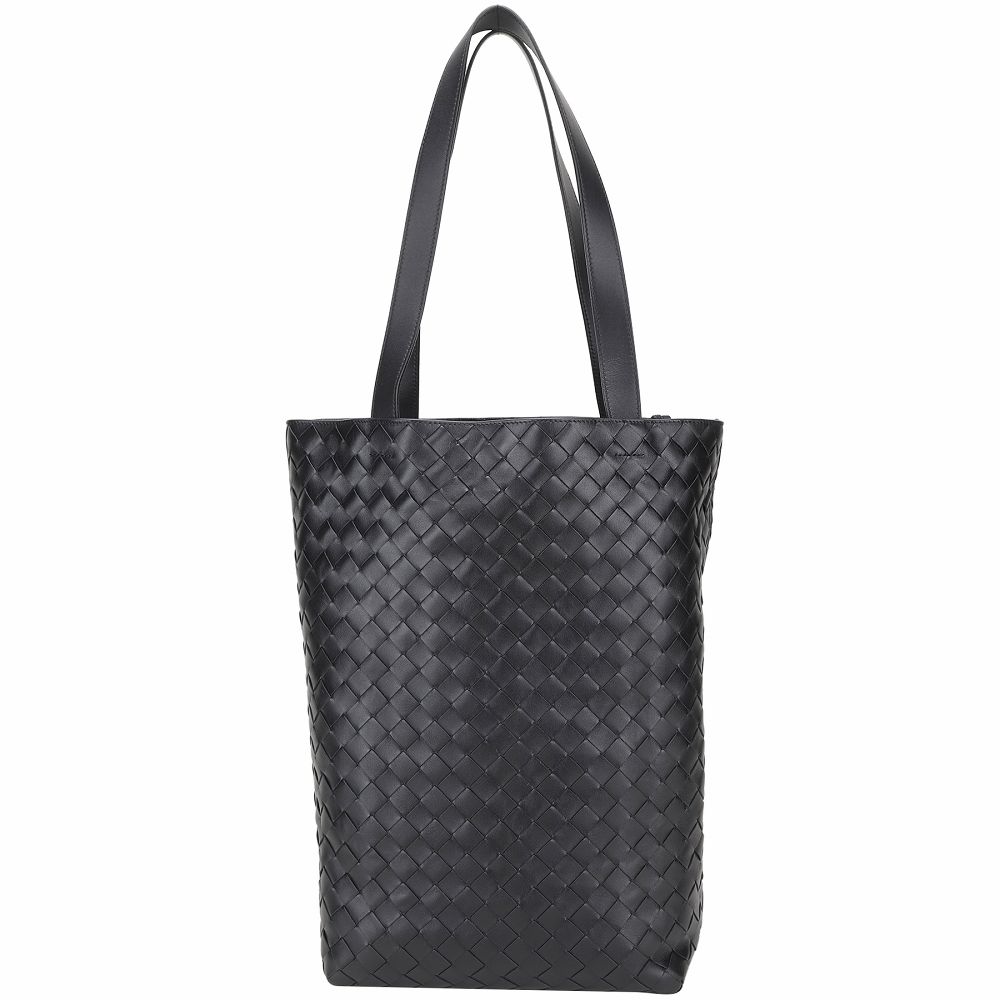 BOTTEGA VENETA 寶緹嘉 BOTTEGA BV Intrecciato 小牛皮編織直立式肩背托特包(附萬用包/黑色)