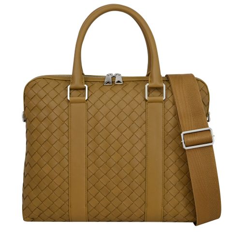 BOTTEGA VENETA 寶緹嘉 690702 經典編織牛皮商務兩用包.駝色