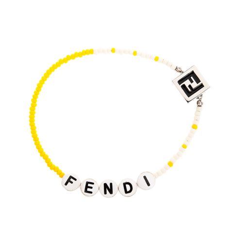 FENDI 芬迪 經典可愛字母串珠FF 圖案磁扣手鍊 (黃色) #M