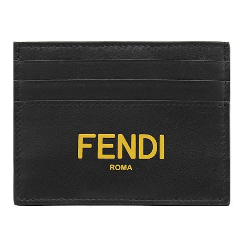 FENDI 7M0164 經典燙印LOGO牛皮信用卡名片夾.黑