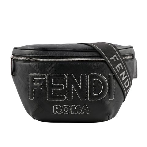 FENDI FF Logo Shadow 皮革腰包(黑色) 7VA562 AP15 F0GXN
