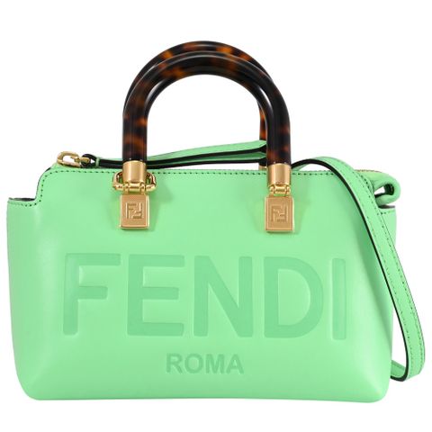 FENDI 8BS067 Boston 琥珀造型提把迷你兩用包.亮綠