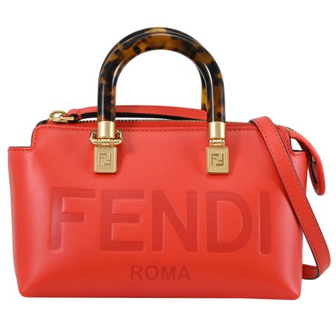 FENDI 8BS067 Boston 琥珀造型提把迷你兩用包.紅