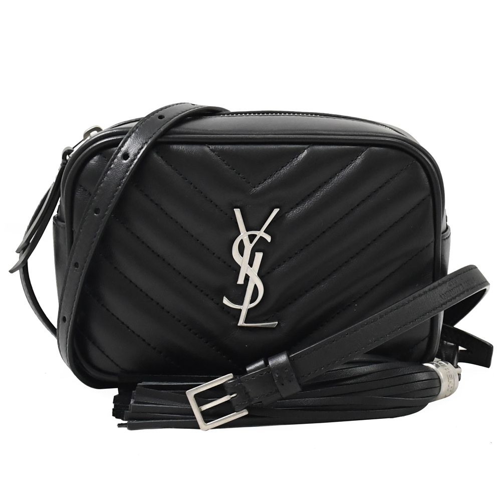 YSL 聖羅蘭  614031 LOU BELT BAG V字紋牛皮胸口/腰包.黑