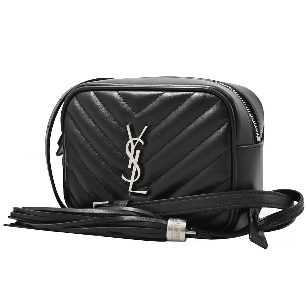 YSL 聖羅蘭  614031 LOU BELT BAG V字紋牛皮胸口/腰包.黑