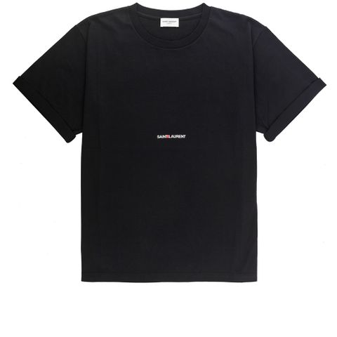 YSL 聖羅蘭 Logo 標誌棉質左岸T-Shirt(短袖)(黑色)